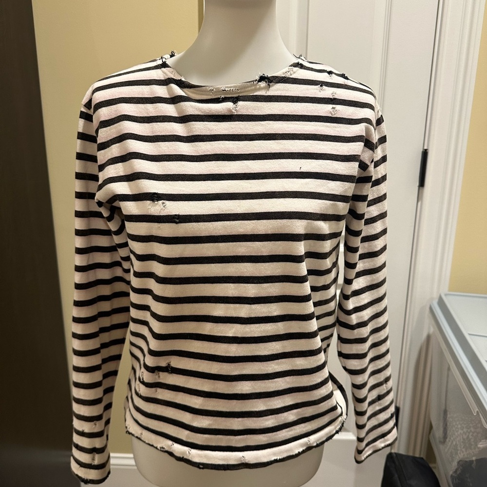 Striped Black and White Women's Top